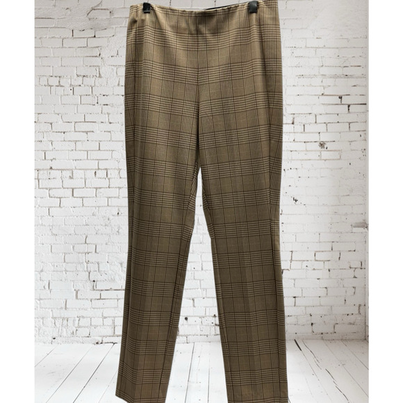 Rag & Bone Polly Pants Women's 6 Tan Plaid Ankle Cropped Straight Leg Back Zip - Picture 1 of 9